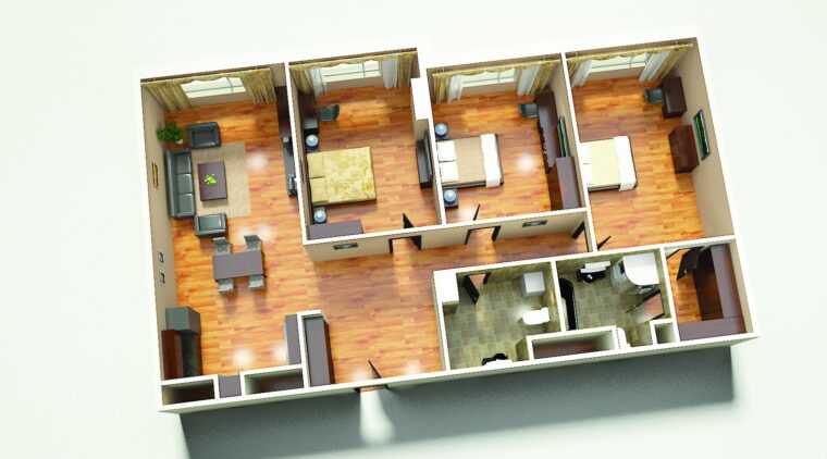 Планировка трехкомнатной квартиры: 5 примеров и варианты оформления для разных сценариев