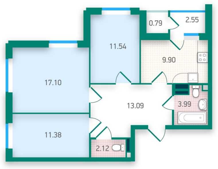 Планировка трехкомнатной квартиры: 5 примеров и варианты оформления для разных сценариев