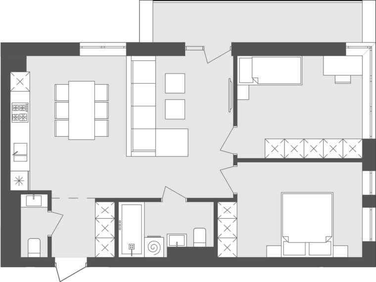Дизайна двухкомнатной квартиры: планировка, зонирование, ремонт, 150 фото-идей интерьера двушки
