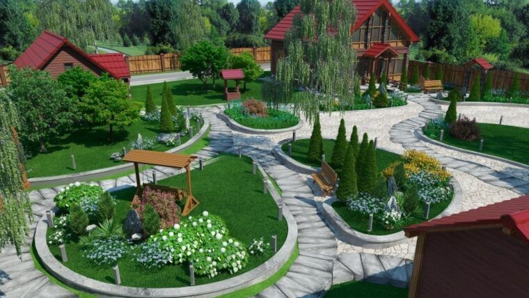 Как правильно распланировать землю и разместить дом, гараж, баню, фото, схемы, примеры, особенности проектов для садовых и дачных ЗУ